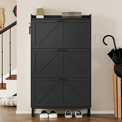 Narrow Flip Drawer Shoe Cabinet for Entryway, Hallway, Living Room