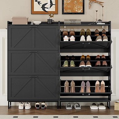 Narrow Flip Drawer Shoe Cabinet for Entryway, Hallway, Living Room