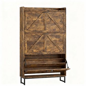 Narrow Flip Drawer Shoe Cabinet for Entryway, Hallway, Living Room