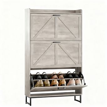 Narrow Flip Drawer Shoe Cabinet for Entryway, Hallway, Living Room