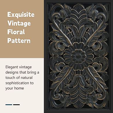 Handcrafted Vintage Carved Wood Accent Cabinet for Living Room, Kitchen, Entryway