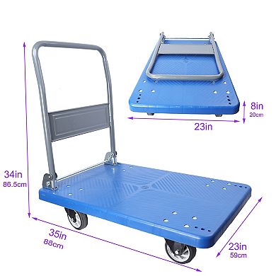 Hand Truck Foldable Push Cart 660lbs Heavy Duty Collapsible Swivel Handle