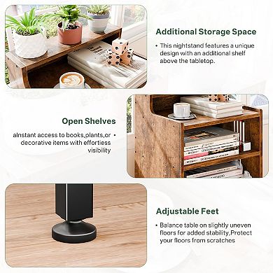 Three-tier open side table and nightstand, suitable for the bedroom and living room