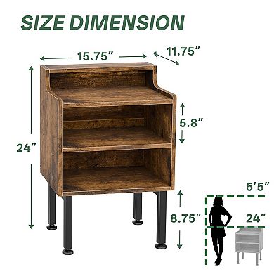 Three-tier open side table and nightstand, suitable for the bedroom and living room