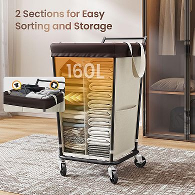 160L Laundry Hamper with Wheels for Easy Sorting and Transport