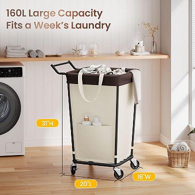 160L Laundry Hamper with Wheels for Easy Sorting and Transport