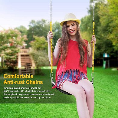 2 Pack Swing Set Seat Belt with 66 Inch Anti-Rust Chains