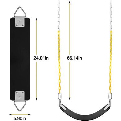 2 Pack Swing Set Seat Belt with 66 Inch Anti-Rust Chains