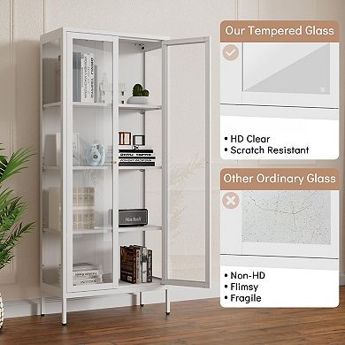 Tempered Glass 3-Side Display Cabinet, Sturdy Steel Frame, Easy Assembly