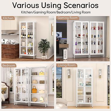 Tempered Glass 3-Side Display Cabinet, Sturdy Steel Frame, Easy Assembly