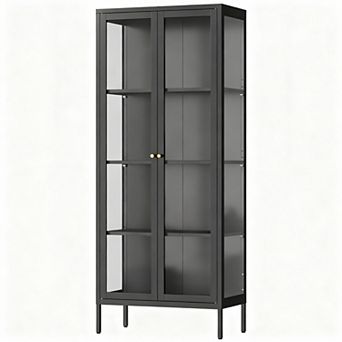 Tempered Glass 3-Side Display Cabinet, Sturdy Steel Frame, Easy Assembly