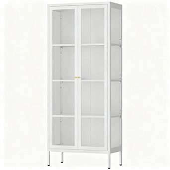 Tempered Glass 3-Side Display Cabinet, Sturdy Steel Frame, Easy Assembly