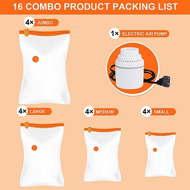 16 Pack Vacuum Storage Bags With Electric Pump