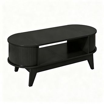 Mid-Century Modern Fluted Coffee Table with 2 Storage Spaces