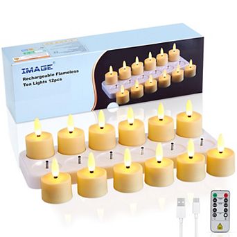 12 pc Flameless Candles with Remote Control Timer & Charging Base