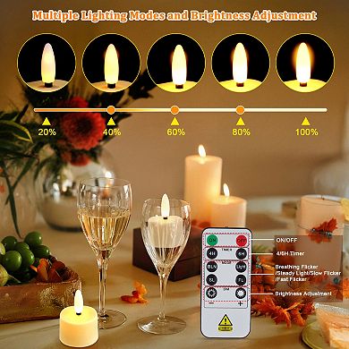 12Pcs Flameless Candles with Remote Control Timer & Charging Base