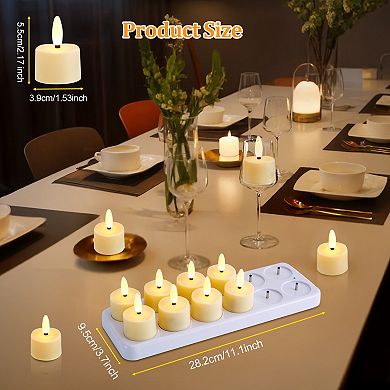 12Pcs Flameless Candles with Remote Control Timer & Charging Base