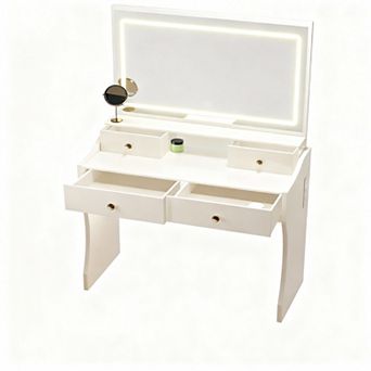 Makeup Vanity Desk with LED Mirror & Storage