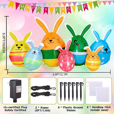6.8FT Blow Up Easter Eggs Outdoor Decor