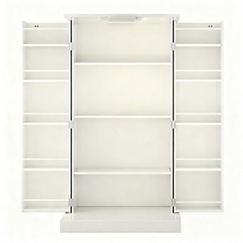 LED Kitchen Pantry with 3 Adjustable Shelves, 24"W x 50"H, Easy Assembly
