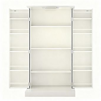 LED Kitchen Pantry with 3 Adjustable Shelves, 24"W x 50"H, Easy Assembly