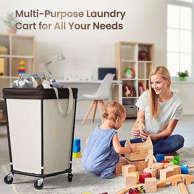 160L 2-Section Rolling Laundry Hamper for Easy Sorting and Mobility