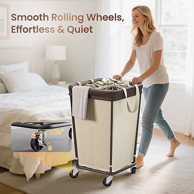 160L 2-Section Rolling Laundry Hamper for Easy Sorting and Mobility
