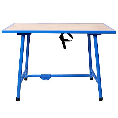 Foldable Work Bench Workshop Tool Bench 660Lbs Load Capacity for Workshop Garage Blue