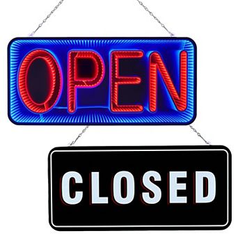Double-Sided 3D Mirror LED Light Sign Open & Closed Neon Sign