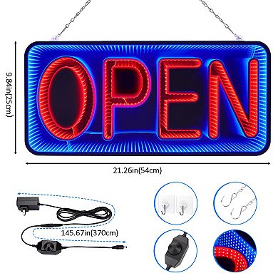 Double-Sided 3D Mirror LED Light Sign Open & Closed Neon Sign
