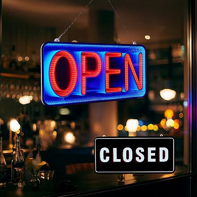 Double-Sided 3D Mirror LED Light Sign Open & Closed Neon Sign