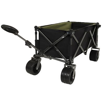 300L Collapsible Wagon 49 Extra Long 7x4 Wheels 400LBS Garden Sports Camping