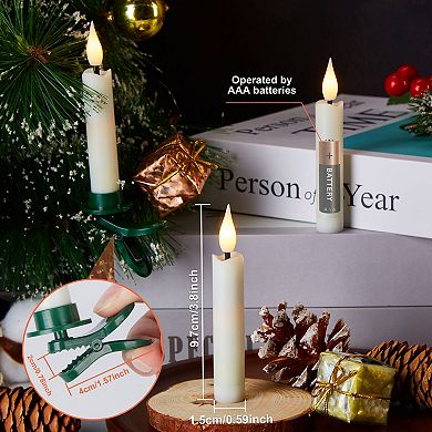 24Pcs LED Flameless Taper Candles Light Set with Clip-on Christmas Tree Design