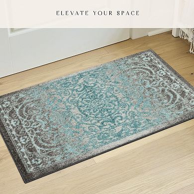 Great Ambitions Vintage Medallion Washable Rugs for Kitchen, Bathroom, Entryway