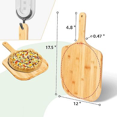 Great Ambitions 12-inch Wooden Pizza Peel & Serving Board, Oven Baking & Cutting