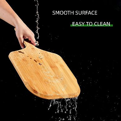 Great Ambitions 12-inch Wooden Pizza Peel & Serving Board, Oven Baking & Cutting
