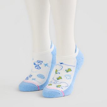 Women's Dr. Motion 2-Pack Peanuts Snoopy & Woodstock Compression No-Show Ankle Socks