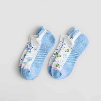 Women's Dr. Motion 2-Pack Peanuts Snoopy & Woodstock Compression No-Show Ankle Socks