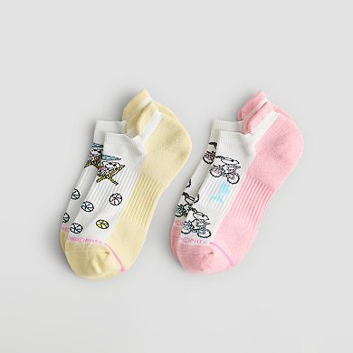 Women's Dr. Motion 2-Pack Peanuts Snoopy Beach Vibes Compression No-Show Ankle Socks