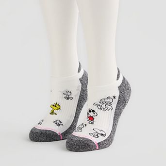 Women's Dr. Motion 2-Pack Peanuts Snoopy Deco Compression No-Show Ankle Socks