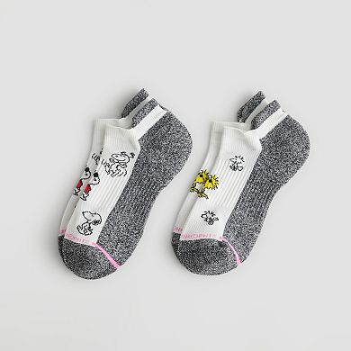 Women's Dr. Motion 2-Pack Peanuts Snoopy Deco Compression No-Show Ankle Socks