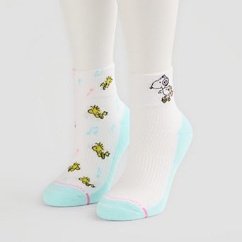 Women's Dr. Motion 2-Pack Peanuts Snoopy Feelin Fine Compression Quarter Socks