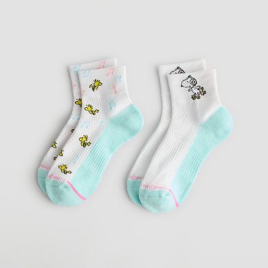Women's Dr. Motion 2-Pack Peanuts Snoopy Feelin Fine Compression Quarter Socks