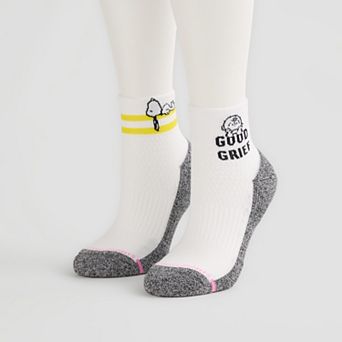 Women's Dr. Motion 2-Pack Peanuts Charlie Brown & Snoopy Good Grief Compression Quarter Socks