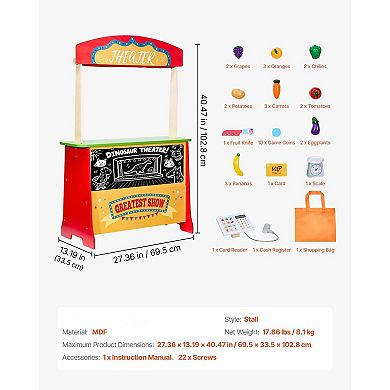 Kids Dual-Play Grocery Store and Mini Theater Playset with 35 Accessories