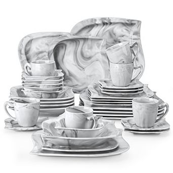 36 pc Porcelain Dinnerware Set for 6, incl. Dinner, Dessert, Soup Plate, Coffee Cup, Saucer, Bowl