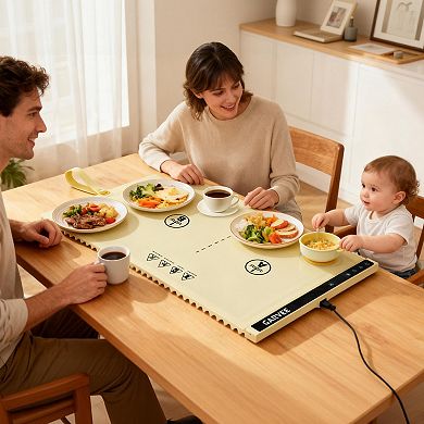 Electric Food Warming Mat, 24x15 in, Dual Zone Control with Timer & 6 Temp Levels