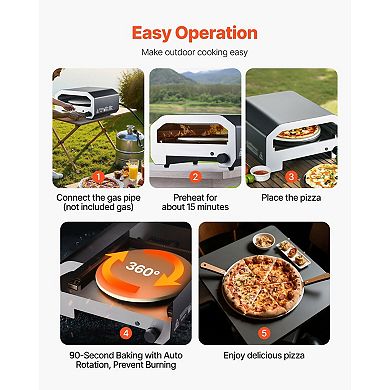 Outdoor Gas Pizza Oven with Electric Rotator and 1000°F Max Temperature