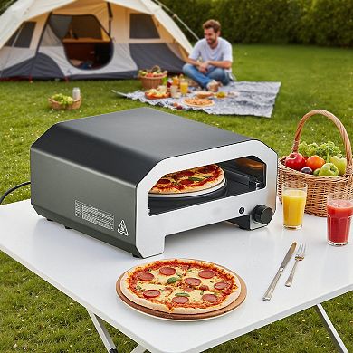 Outdoor Gas Pizza Oven with Electric Rotator and 1000°F Max Temperature