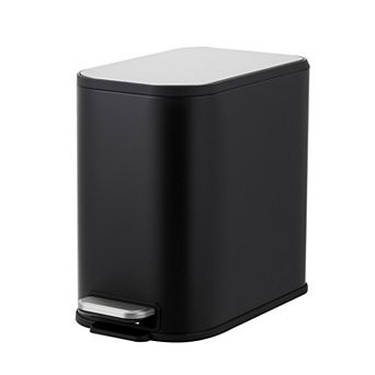 Bathroom Trash Can with Soft-close Lid, Slim Stainless Steel Waste Bin with Removable Inner Bucket